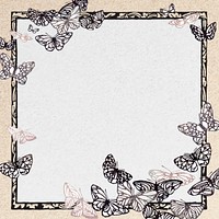 Butterfly frame, Japanese woodblock print illustration vector