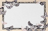 Butterfly frame, Japanese woodblock print illustration vector