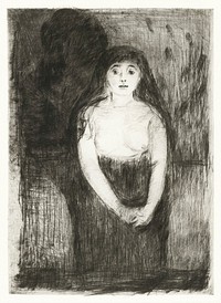 Study of a Model (1894) by <a href="https://www.rawpixel.com/search/Edvard%20Munch?sort=curated&amp;type=all&amp;page=1">Edvard Munch</a>. Original from The Art Institute of Chicago. Digitally enhanced by rawpixel.