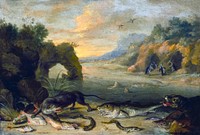 Water (1660–1670) painting in high resolution by Jan van Kessel. Original from The Detroit Institute of Arts. Digitally enhanced by rawpixel.