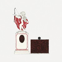 Vintage red perfume bottle p, remixed from the artworks by Mario Simon