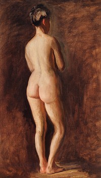 Woman showing her nude bum. Standing Female Nude (back view) (1908) by Thomas Eakins. Original from The Smithsonian. Digitally enhanced by rawpixel.