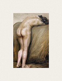 Woman showing her nude bum.Reclining Female Nude/Verso: Female Nude Seen From The Rear (1905) by John Covert. Original from The Smithsonian. Digitally enhanced by rawpixel.