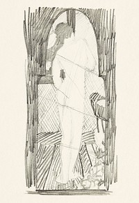 Achterzijde van een staande naakte vrouw (1906&ndash;1945) by Reijer Stolk. Original from The Rijksmuseum. Digitally enhanced by rawpixel.