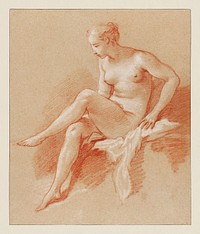 Erotic vintage art naked woman, Seated female nude (1742) by Fran&ccedil;ois Boucher. Original from The MET Museum. Digitally enhanced by rawpixel.