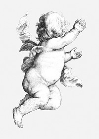 Cute cherub illustration, remix from artworks by Wenceslaus Hollar