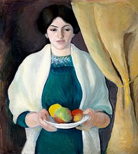 August Macke's Portrait of the Artist's Wife (1909) famous painting. Original from Wikimedia Commons. Digitally enhanced by rawpixel.