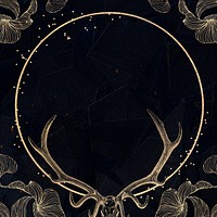 Gold frame, animal skull drawing graphic  