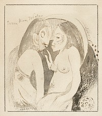 Words between Goddess of the Moon and God of the Earth (Parau Hina Tefatou) (ca. 1893&ndash;1894) by <a href="https://www.rawpixel.com/search/paul%20gauguin?sort=curated&amp;type=all&amp;page=1">Paul Gauguin</a>. Original from The Art Institute of Chicago. Digitally enhanced by rawpixel.