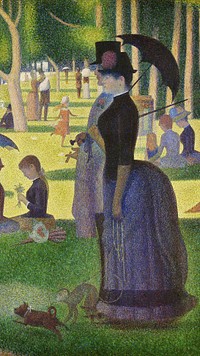 Seurat art iPhone wallpaper, mobile background, A Sunday on La Grande Jatte famous painting