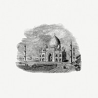 The Taj Mahal Illustration from A Cyclopedia of Geography, descriptive and physical, forming a new general gazetteer of the world and dictionary of pronunciation, etc. (1859) by Wilhelm Ebel. Original from British Library. Digitally enhanced by rawpixel.