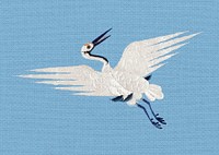 Vintage fying crane embroidered clothing, featuring public domain artworks