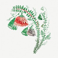 Vintage psd embroidery flower, featuring public domain artworks