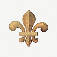 Vintage psd gold scout badge illustration, featuring public domain artworks