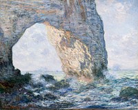 The Manneporte (&Eacute;tretat) (1883) by <a href="https://www.rawpixel.com/search/claude%20monet?sort=curated&amp;page=1">Claude Monet</a>, high resolution famous painting. Original from The MET. Digitally enhanced by rawpixel.