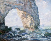 The Manneporte (étretat) (1883) by Claude Monet, high resolution famous painting. Original from The MET. Digitally enhanced by rawpixel.