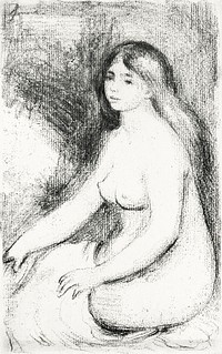 Seated Bather (1897) by <a href="https://www.rawpixel.com/search/Pierre-Auguste%20Renoir?sort=curated&amp;page=1">Pierre-Auguste Renoir</a>. Original from The Art Institute of Chicago. Digitally enhanced by rawpixel.