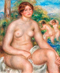 Seated Bather (1914) by <a href="https://www.rawpixel.com/search/Pierre-Auguste%20Renoir?sort=curated&amp;page=1">Pierre-Auguste Renoir</a>. Original from The Art Institute of Chicago. Digitally enhanced by rawpixel.
