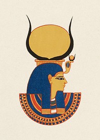 Antique Hathor Egyptian goddess psd element illustration