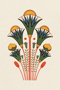 Antique flower Egyptian ornamental psd element illustration