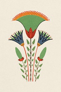 Antique flower Egyptian ornamental psd element illustration