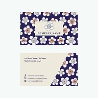 Japanese plum blossom pattern business card psd editable template, remix of artwork by Watanabe Seitei