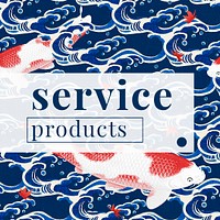 Japanese koi fish pattern business products editable social media template psd