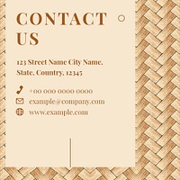 Japanese bamboo weave pattern contact us  business editable social media template psd