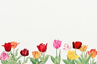 Tulip flower border background, blank space, vintage Japanese art psd
