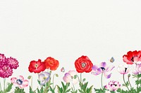 Poppy flower border background, blank space, vintage Japanese art psd