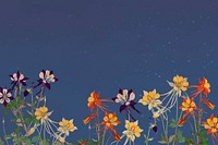 Flower border background, blank space, Japanese vintage floral graphic vector