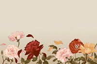 Flower border background, blank space, Japanese vintage floral graphic vector