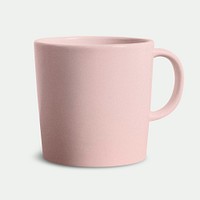 Pink ceramic coffee cup on off white background