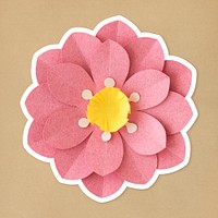 Pink flower sticker paper craft mockup