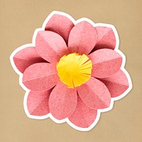 Pink flower sticker paper craft mockup