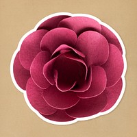 Purple camellia papercraft flower sticker psd