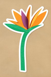 Bird of paradise flower papercraft sticker psd