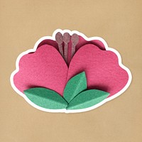 Red poppy sticker paper craft mockup