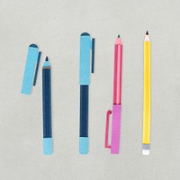 Paper craft design of pens icon