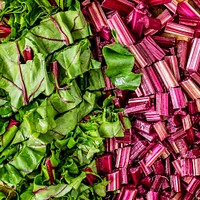 Closeup of chopped beetroot  aerial view