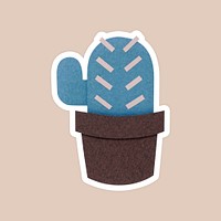 Blue cactus paper craft on brown background