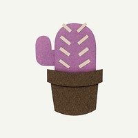Purple cactus paper craft on off white background