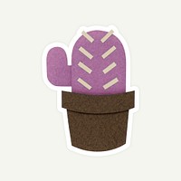 Purple cactus paper craft on off white background