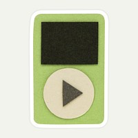 Green music player paper craft sticker on off white background