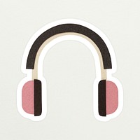 Pink headphones paper craft sticker
