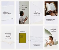 Minimal ebook application template psd ripped paper craft social media story