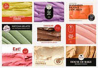 Blog banner template psd set with cake frosting texture