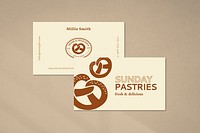 Pastries business card template psd in cream color with frosting texture