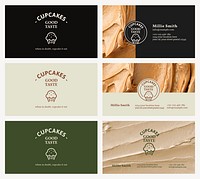 Food business card template psd set with frosting texture
