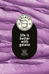 Gelato template psd with purple frosting texture for pinterest post
